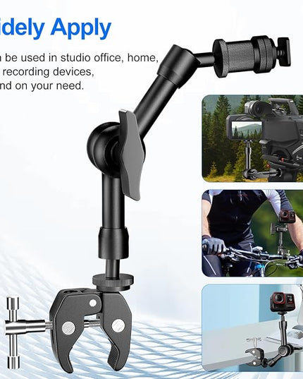 EMART 6inch Articulating Magic Arm Camera Mount with Super Clamp, Friction Power Adjustable Camera Mounts & Clamps with Magicarm and Cold Shoe for Photography/Videography/Webcam/Flash Light