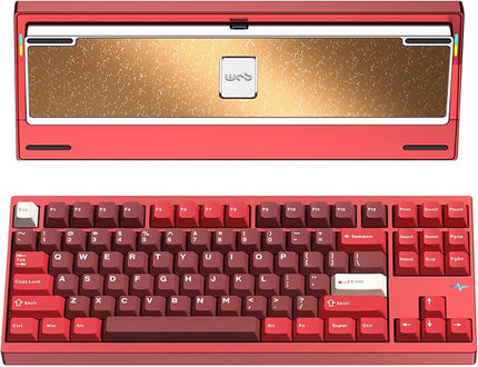 KEEBMONKEY WOBKEY Crush 80 Reboot CNC Aluminum 5-Second Quick-Release Triple-Mode Connectivity Mechanical Keyboard with Superior Acoustics (Pro Red)
