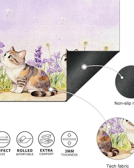 XL Mouse Pad Gaming Mousepad 31.5 x 11.8 Inch Large Keyboard Desktop Mat Diatomite Mouse Pad for Home and Office Desk Accessories with Watercolor Cat Lavender Meadow Artwork
