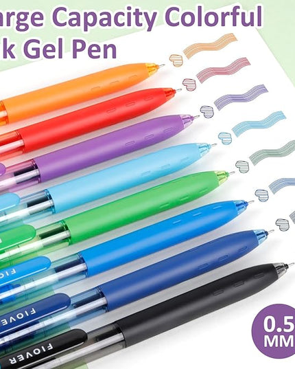 FIOVER Colored Gel Pens, 0.5mm Quick Dry Ink Fine Point Smooth Writing Colorful Pens for Journaling, School Supplies, Gifts for Nurses and Teens, Stocking Stuffers for Women (16PCS)