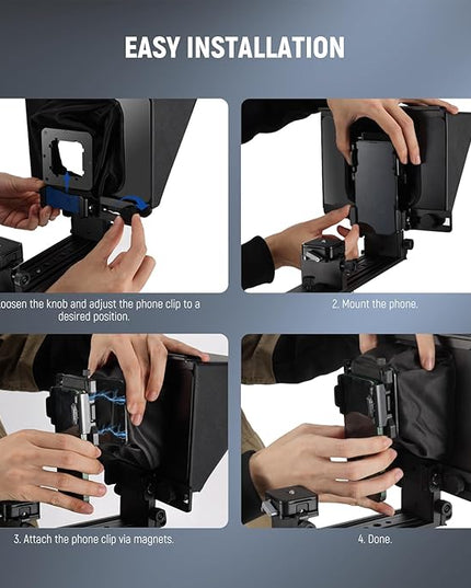 NEEWER X1 Pro II Teleprompter 9" All Metal with RT113 Remote/App Control, Quick Switch 1s Lock Arca Type QR Plate, Magnetic Phone Clamp Compatible with iPhone Android Smartphone, Assembly Free