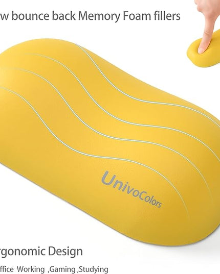 UnivoColors Design-Wave Wrist Rest, Artificial Sheepskin+Memory Foam+Ergonomic+Anti-Slip Gel, Resilience Support During Work and Gaming,Mouse Accessory,Yellow,N