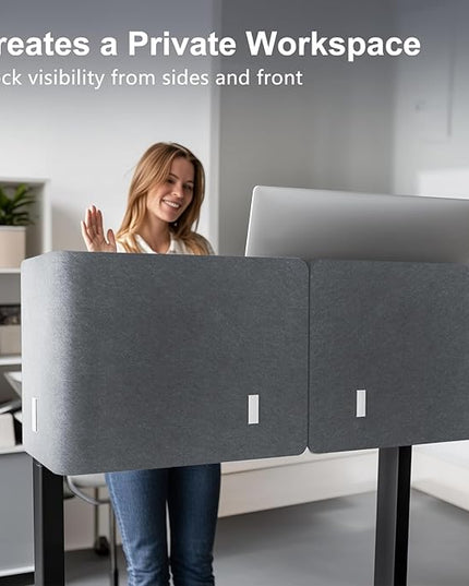 Desk Privacy Panel,2PCS L-Shaped Clamp-On Office Desk Divider,2-in-1 Adjustable Acoustic Desktop Partition Or Under Desk Modesty Screen,for Office,Home,Felt (Grey, 47.2" x 15.7")