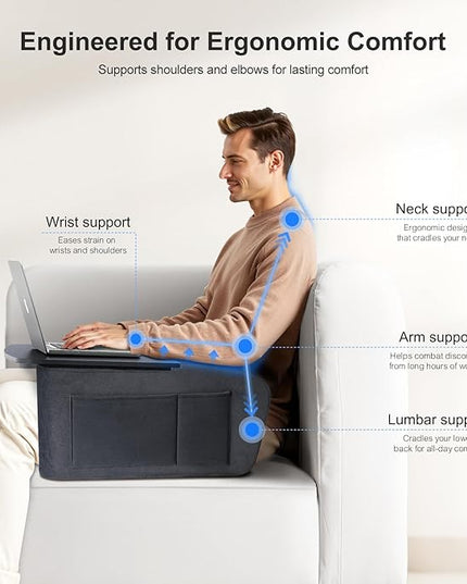 Lap Desk for Adults with Arm Rests,Ergonomic Laptop Pillow Stand for Bed,Couch,Floor,Large Table for Long Hours Work,Eating,Gaming,Reading and Writing,Lap Laptop Desk for College Dorm Room