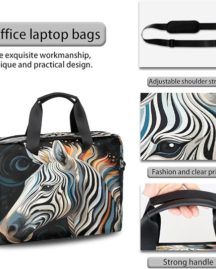 JXDXHCW Animal Zebra Laptop Bag Carrying Case 15.6 Inch Laptop Briefcase Messenger Shoulder Bag for Tablet Computer Bag for Travle Business Men Women