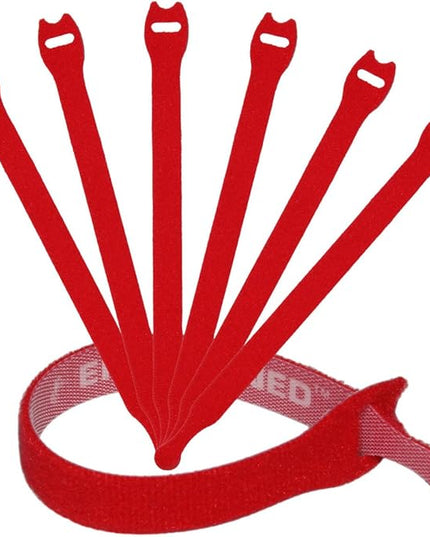 Reusable Cable Ties 1/2" x 8" for Cable Management and Organizing Cords - 30 Pack Bundled with 2 Bonus Cinch Straps (Red)