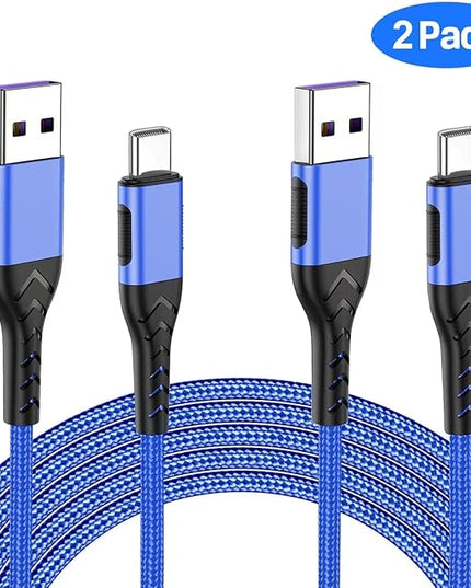 Durcord USB C Charger Cable, Upgarded 2Pack 10ft Fast Charging 10 Feet USB Type C Charging Cord Cable, 10 Foot Type C Charger Braided USB Cable Compatible with iPhone 15/Pro/Plust/Max-Blue