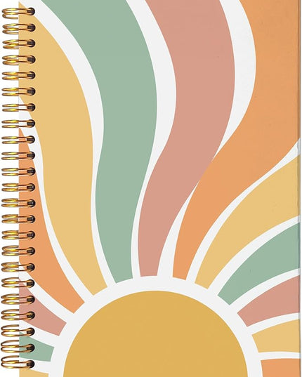 VNWEK Groovy Boho Notebook - Boho Journal, Boho Gifts for Women, Boho Office Supplies, Vintage Boho Sun Sunshine Spiral Notebook 5.5x8.3,Writing Notebooks