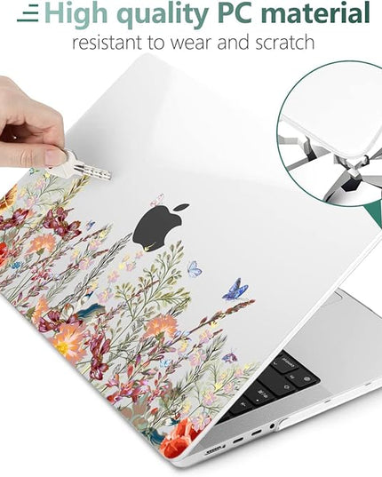DONGKE Case for M5 MacBook Pro 14 inch 2025 2024-2021 M4 M3 M2 M1, Plastic Hard Shell Cover Compatible with A3434 A3112 A3401 A3185 A2992 A2779 A2442 Retina XDR Display & Touch ID, Floral Illustration
