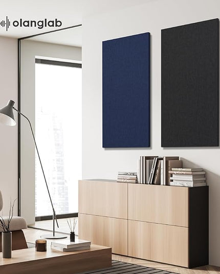 Olanglab Acoustic Panels 2 Pack, 48''x24'' Large Sound Panels, Fabric Wrapped Sound Proof Foam Panels for Walls, Sound Absorbing Panels for Recording Studio Acoustical Treatments (Navy)
