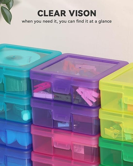 novelinks 18 Pack Small Plastic Storage Containers Color Arts & Crafts Storage Boxes & Organizers Stackable Small Containers With Lids For Organizin (Set 2)