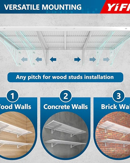 4-Pack 1.5x4ft Heavy Duty Garage Wall Shelving, 1000 lbs Load Capacity, Garage Shelving Wall Mounted, Storage Rack with Hooks, White