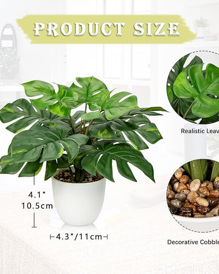 Hollyone Artificial Monstera Plant Faux Monstera Deliciosa Plant Potted Fake Tropical Plants in Pot for Indoor Outdoor Home Decoration