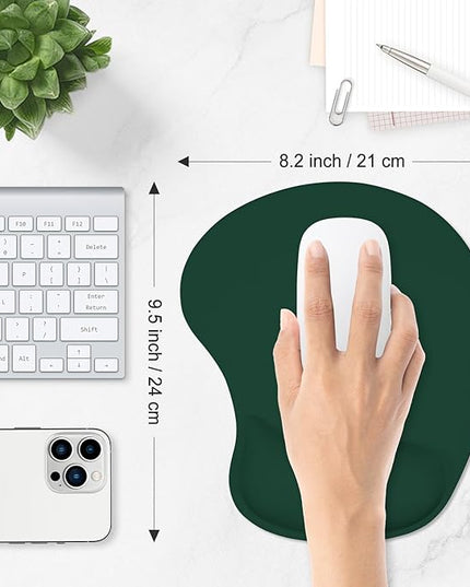 ITNRSIIET Ergonomic Mouse Pad, Cushioned Gel Wrist Rest, Non-Slip Base, Smooth Surface, Cute Multi-Color, 9.5 x 8.2 in, Deep Green