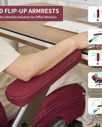 Big and Tall Office Chair, 600lbs Heavy Duty Desk Chair with 5D Arms, Adjustable Lumbar Support & Height, Tilt Function, Fabric High Back Ergonomic Executive Computer Chair with 3'' Casters