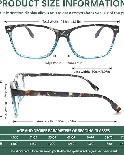 CLASAGA Progressive Multifocus Reading Glasses for Women, Pattern Print Blue Light Block Stylish Ladies Computer Readers
