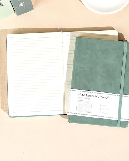 CAGIE 2 Pack Journal for Women Men 320 Pages 100 Gsm Paper Thick Journaling Notebooks A5 Leather Lined Journals for Writing Hardcover Journal Notebook Diary, Green