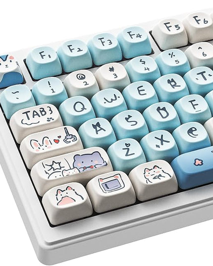 MOA Profile Keycaps - Cute Kitten Theme, PBT Key caps Dye-Sublimation, Custom 131 Keys Set for Cherry Gateron MX Switches Mechanical Keyboard