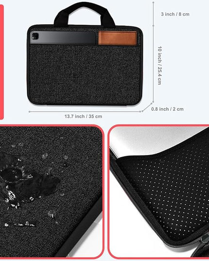 Hseok Laptop Case 13.3-14 inch Briefcase Handbag, Water-Resistant and Shockproof Computer Sleeve Compatible with MacBook Pro 14", Mac Air/Pro 13.3" and 13"-14" Notebooks Chromebooks,Black