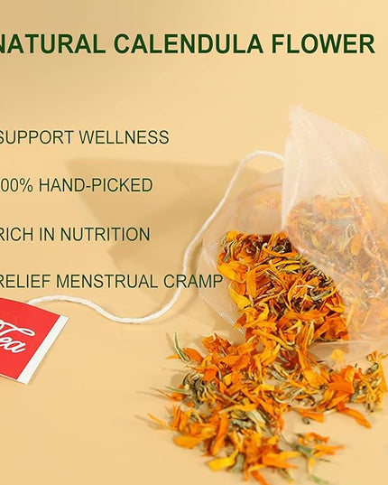 Jarteela Calendula Tea Bags, 1.5g x 36 - Natural, Non-GMO, Caffeine-free - Supports Digestion & Skin Health