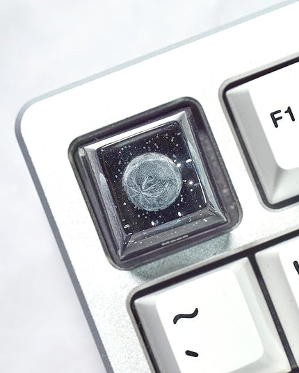 Moon Satellite Planet Artisan Keycap R1 SA Profile Custom Solar System Planets Keycaps 1U ESC Handmade Resin Gaming Galaxy Key Cap Cherry MX Switch Compatible Mechanical Keyboard Space Lover Gift
