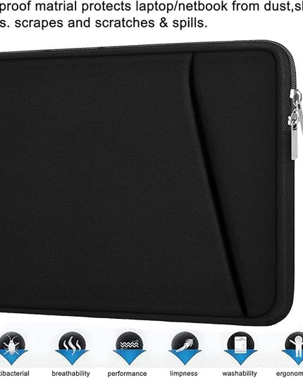 Laptop Sleeve, Durable Briefcase Shockproof Protective Case, Handbags Portable Laptop Bag for 15.6 inch HP Dell Asus Lenovo Notebook Computer with Front Pocket, Black