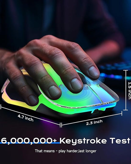 memzuoix 2.4G Aesthetic Wireless Mouse - Customizable Covers & LED Mood Lighting - Rechargeable Ergonomic Design, 5 Buttons, 1200 DPI for Office, Laptop, Mac - White
