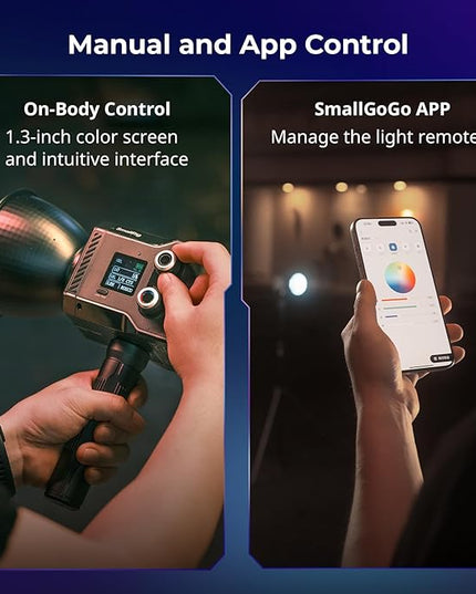 SmallRig RC 60C RGB LED Video Light, 3400mAh Battery 45min Runtime, APP Control, Potable Palm-Sized Continuous Output Lighting 2500K-10000K, for Photography/Video/Studio, Lite Edition