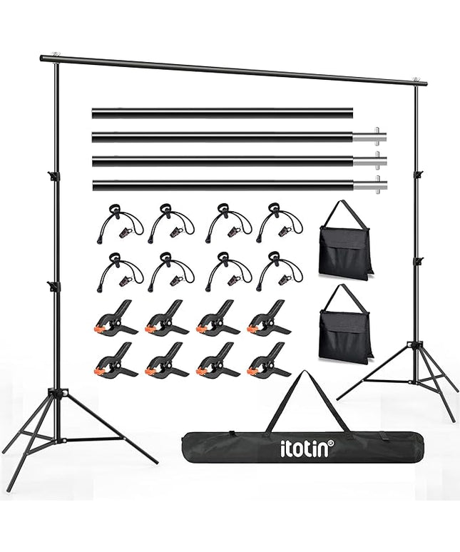 Backdrop Stand 10x7ft(WxH) Photo Studio Background Stand Support System Backdrop Support Kit, for Photography, Advertising Display, Parties Decoration