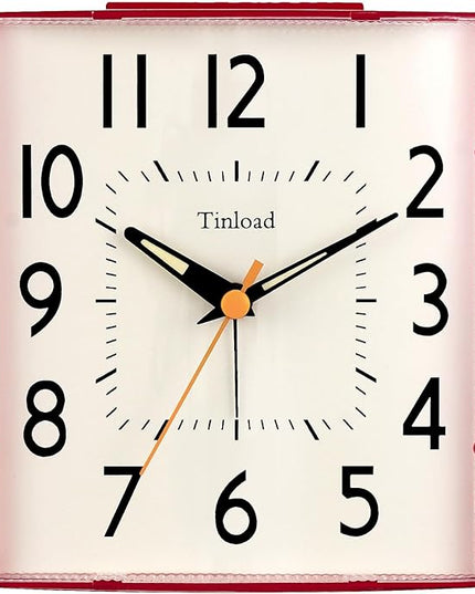 4.7" Vintage Retro Analog Alarm Clock, Super Silent Non Ticking Clock with Night Light, Snooze, Battery Operated, Simply Design, for Living Room, Bedroom, Bedside, Desk, Gift Clock