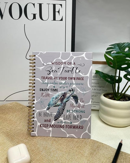 Cute Notebooks Journal For Women - Sea Turtle Dairy Funny Hardcover College Ruled Lined,5.8"X8.3",Pretty Spiral Meeting Notebook,Gifts For Sea Turtles Lover Men Friends On Birthday Christmas Mothers Day (Grap)