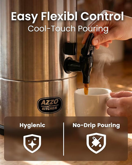 Commercial Coffee Maker 50-Cup Large Coffee Urn with Percolator Coffee Pot Electric 8L Stainless Steel Fast Brew Hot Water Dispenser for Tea Catering Events Home Office Easy Cleaning