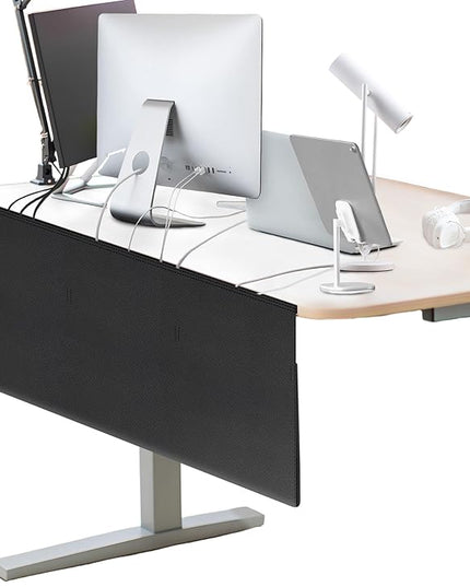 48" Under Desk Privacy Panel Self-Adhesive Modesty Panel with Wire Pocket for Cable Management Organizer Heavy Duty Desk Skirt - Office Home or Standing Workstation Concealer Shield