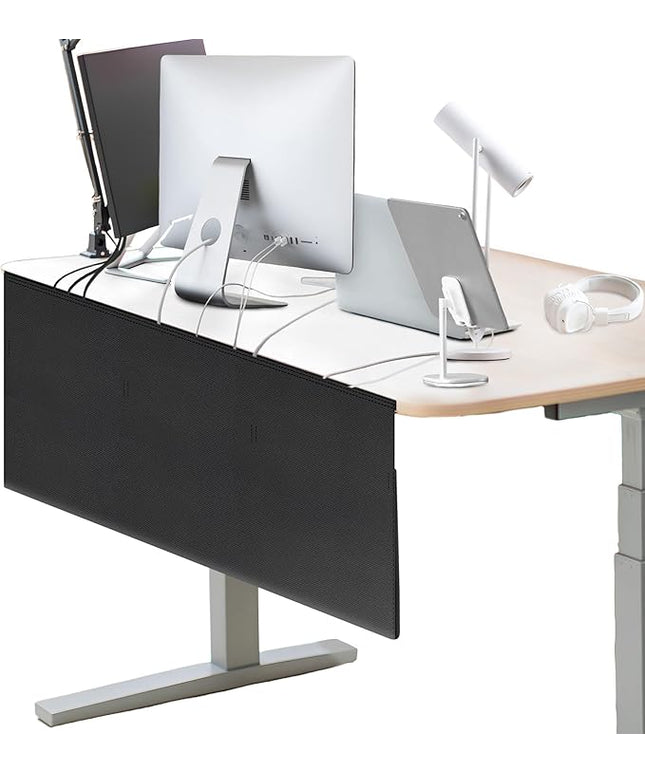 48" Under Desk Privacy Panel Self-Adhesive Modesty Panel with Wire Pocket for Cable Management Organizer Heavy Duty Desk Skirt - Office Home or Standing Workstation Concealer Shield
