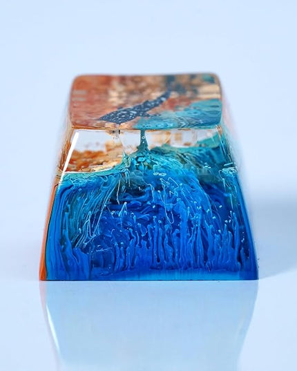 Whale Shark Keycap Ocean Sunset Artisan Keycap R1 SA Profile Custom Sea Creatures Keycaps 1U ESC Handmade Gaming Resin Key Cap Cherry MX Switch Compatible Mechanical Keyboard Sea Lover Gift