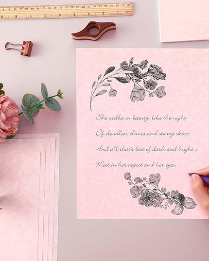 Epakh 200 Sheets Old Age Parchment Paper 8.5 x 11 Inch Standard Letter Vintage Colored Old Parchment Semblance Double Side Printing Paper(Light Pink)