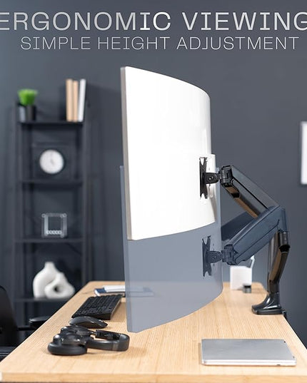 VIVO Premium Aluminum Heavy Duty Dual Monitor Arm for Ultrawide Monitors up to 40 inches and 30 lbs Each, Desk Mount Stand, Pneumatic Height, Max VESA 100x100, Black, STAND-V220Q
