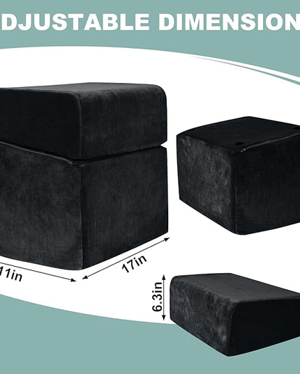 3 Adjustable Heights Foot Rest for Under Desk at Work - Ergonomic High Density Foam Footrest with Washable Cover, Foot Stools for Office, Home, Gaming (Black)