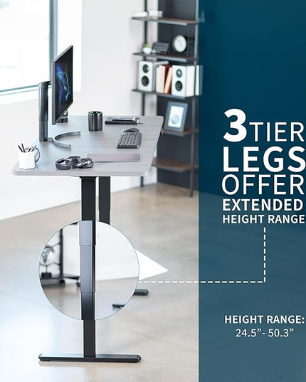 VIVO Electric 71 x 30 in Dual Motor Sit Stand Desk, Memory Height Adjustment, 2B Series, Dark Gray Top Black Frame, DESK-KIT-2B7G
