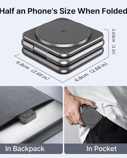 KU XIU Wireless Charger for Samsung,Aluminum Alloy Foldable 3 in 1 Wireless Charging Station for Samsung Galaxy S25 Ultra S24 S23 Note Z Fold 7 Flip/Buds,Fast Charger for Galaxy Watch Ultra 7 6 5 4