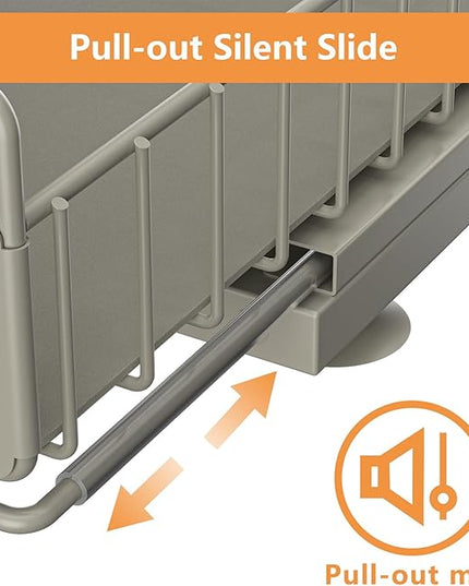 Under Sink Organizer, High Adjustable 2 Tier Under Kitchen Sink Organizer, Multi-Purpose Storage Shelf for Kitchen Bathroom Cabinet, Gray