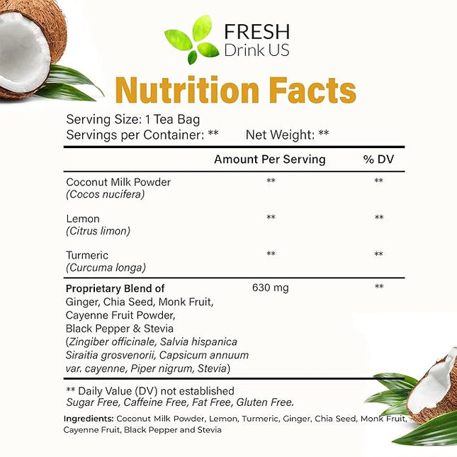 FreshDrinkUS, Premium 40 Tea Bags Daily Rescue Lemon Ginger Tea - 9 Superherbs – 100% Natural Ingredients, Tea Mix for Wellness Boost - Shelf-Stable, Caffeine-Free, Sugar-Free, Vegan