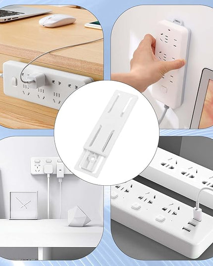 Adhesive Punch Free Socket Holder 6 Pcs Power Stirp Holder Self-Adhesive Power Strip Holders Surge Protector Fixator Wall Mount Space Saving and Easy to Install for Computer Kitchen Home Office