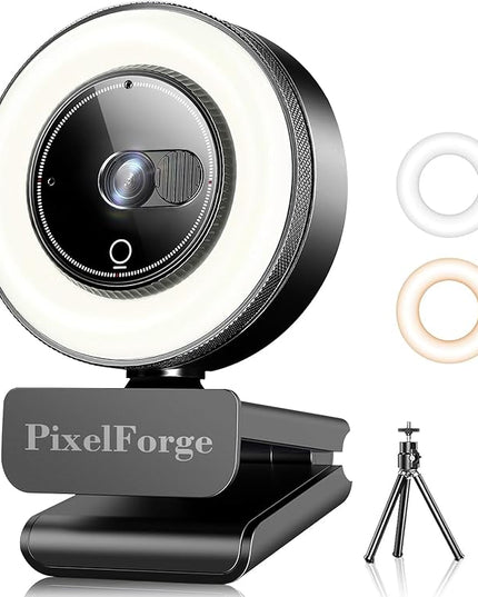 4K Webcam for PC with Microphone & Light & Privacy Cover, Web Camera for Desktop Computer/Laptop/Monitor/Mac, USB Streaming Camera for Zoom/Skype/Teams/Video Calling/Studying and Conference