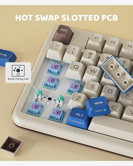 KZZI Z98 Wireless Mechanical Keyboard, Smart Display & Knob, BT5.0/2.4GHz/USB-C, Hot Swappable Custom Keyboard, Pre-lubed Linear Switches, Gasket Mount, RGB Creamy Gaming Keyboard