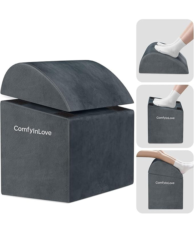 Foot Rest for Under Desk at Work - Non-Slip Foot Stool with 3 Adjustable Heights, Ergonomic Under Desk Footrest with Washable Cover for Desk, Home, Office, Car (Dark Grey)