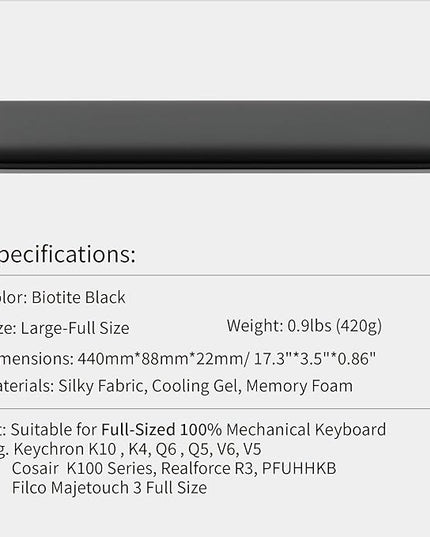 Faluber Cooling Gel Wrist Rest, 17.3-inch Length for Full-Sized Keyboard, Memory Foam Palm Rest with Non-Slip Footpad, Ergonomic Design, Stain Resistant, PC Accessory Gaming Gear (Large-Full Size)