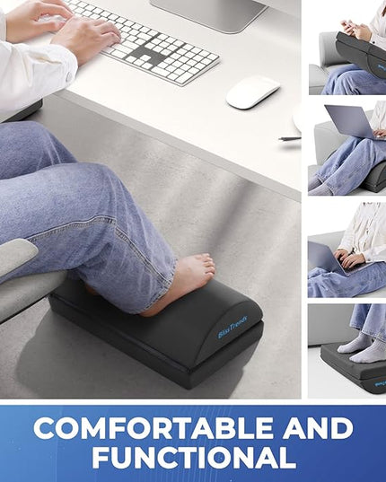 BlissTrends Foot Rest for Under Desk at Work-Versatile Foot Stool with Washable Cover-Comfortable Footrest with 2 Adjustable Heights for Car,Home and Office to Relieve Back,Lumbar,Knee Pain-Gray