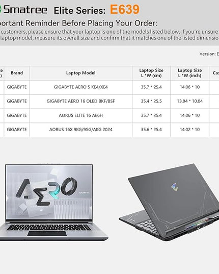 Smatree Laptop Sleeve for 15.6 inch GIGABYTE Aero 5 KE4/AERO 5 XE4, for 16 inch Aero 16 OLED BKF/BSF, Aorus 16X 9KG 2024/16X 9SG 2024/16X AKG 2024/ELITE 16 AE6H, Case with Pocket, Pink(E639P)