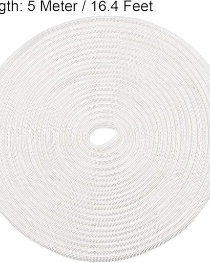 uxcell Insulation Braid Sleeving,4mm/0.16 Inch-5m/16 Feet High Temp Fiberglass Sleeve White
